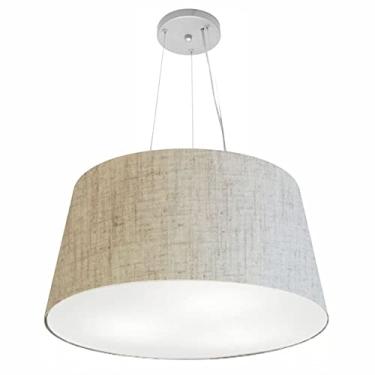 Imagem de Lustre Pendente Cone Cúpula Tecido 30/60x50 cm, Vivare Iluminação, Pendente4063 RST, Rustico Bege, Grande