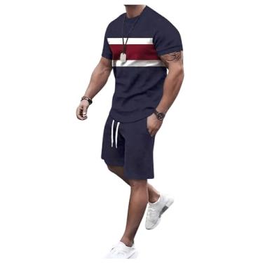 Imagem de SOLY HUX Conjunto de 2 peças de camiseta masculina de manga curta e shorts com cordão, Multicolorido., G