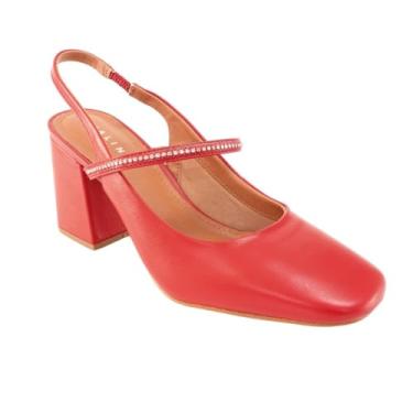 Imagem de Scarpin Slingback Lia Line Couro Strass