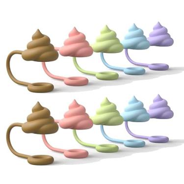 Imagem de 10 peças de tampas de palha de silicone fofas, patas de gato JCSMARTEC engraçadas à prova de poeira protetor de canudo tampas tampões plugues (engraçado)