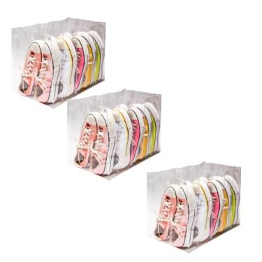 Imagem de Kit 3 Colmeia Organizador Sapatos Toalha 6 Nicho Chinelos Tênis Roupas Cama Plástico Reforçado Transparente Nizz Organizadores