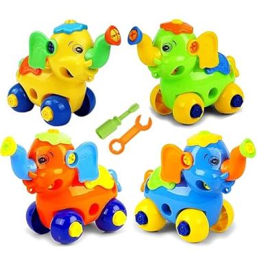 Imagem de Coleção com 4 Elefantes de Brinquedo Educativo Didático Montar Desmontar Infantil