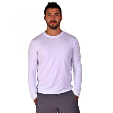 Imagem de Kit 3 Camisetas Manga Longa Proteção Solar Uv50 Ice Tecido Gelado Branca-Masculino