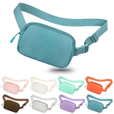 Imagem de jealkip Pochete transversal para mulheres e homens, bolsa de cinto para caminhadas com alça ajustável, bolsa casual para celular, bolsa de cintura para corrida, treino, esportes, viagens, Azul claro,