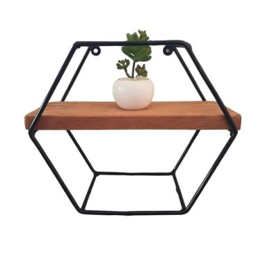 Imagem de Nicho Decoratico Hexagonal Feito em Ferro e Madeira