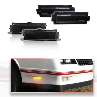 Imagem de MODIPIM Lente fumê LED âmbar + luzes de LED vermelhas frontais e traseiras para Chevy Monte Carlo SS 1981-1988 (2 pares (4 peças) luzes indicadoras laterais de para-choque)