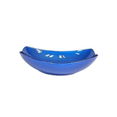 Imagem de CUBA DE VIDRO OVAL CHANFRADA 46CM AZUL ESCURO