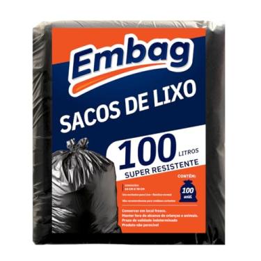 Imagem de Saco de Lixo Super Resistente Pacote100 Unidades Fundo Reforçado Uso Doméstico (100 Litros 100Un)