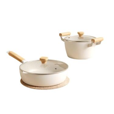 Imagem de Conjunto de 6 panelas antiaderentes para cozinha, utensílios de cozinha, frigideira wok, panelas e frigideiras de pedra médica, fogão de indução, conjunto de 4 peças