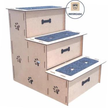 Imagem de ESCADA PET MDF 3 DEG 6mm - 45CM ALTURA PARA CÃES PERSONALIZADA COM NOM