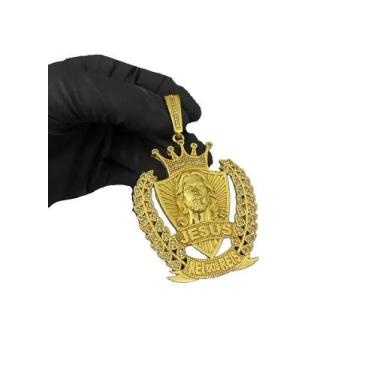 Imagem de Pingente Jesus Cristo Rei dos Reis (g) - Banhado a Ouro 18k - ToJoia18