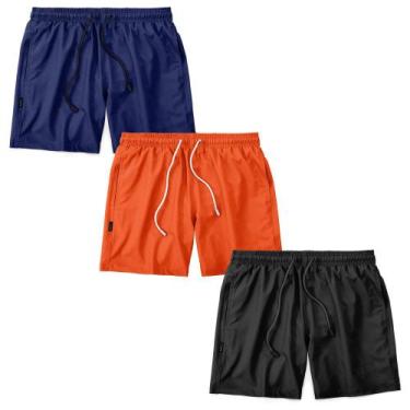 Imagem de Kit 3 Shorts Masculino Liso Praia Piscina Academia Tactel MXC BRASIL, 