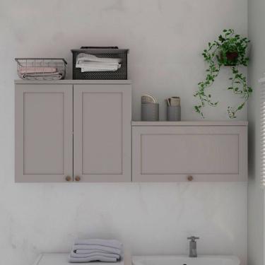 Imagem de Armário Multiuso Acquaflex 3 Portas Clean Branco Fosco/Marrom Claro - Genialflex