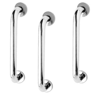 Imagem de Alça de Apoio 30cm Kit 3 Unidades Barra Aço Inox Idoso Deficiente Cadeirante Acessibilidade Box Banheiro Segurança Suporte Proteçao