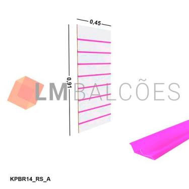 Imagem de Painel Canaletado Branco em Mdf 0,91 x 0,45m com Perfil Pvc Rosa - LM 
