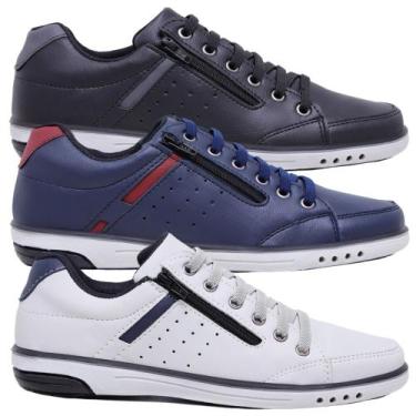 Imagem de Kit 3 Pares Sapatênis Masculino Casual Fechamento Elastico e Ziper - S