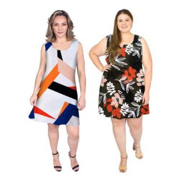Imagem de Kit 2 Vestidos Femininos  Regata  Evasê Liganete Curto - Bossi, XG VES