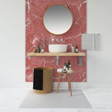 Imagem de Papel de Parede Painel 3D Mármore branco Vermelho 1,5M Auto Colante La