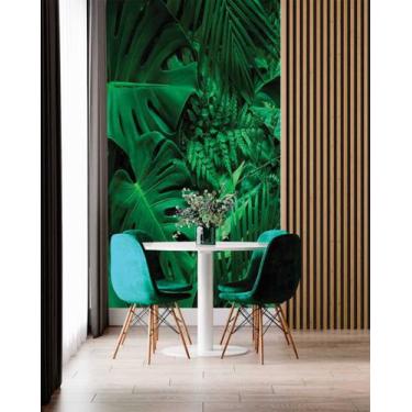 Imagem de Papel de Parede 3D Painel 2M Folhas Palmeiras Verde Viníl Jadim Realis