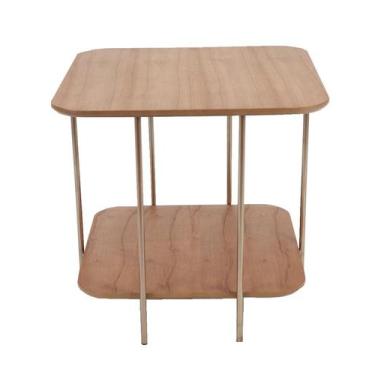 Imagem de Mesa Apoio Lógica Baixa Amêndoa Estrutura Ferro Cobre 52cm - 69687 - S