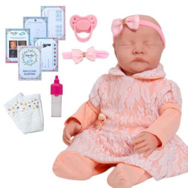 Imagem de Bebê Tipo Reborn Menina Lívia 100% Vinil Siliconado Enxoval - Cegonha 