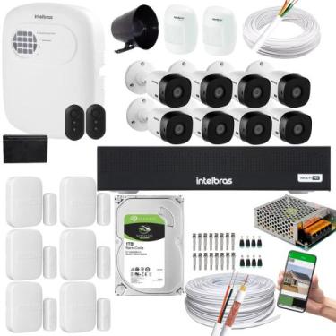 Imagem de Kit Cftv 8 Câmeras Intelbras 1220b Full HD+kit Alarme+xas 4010+ivp 200