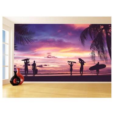 Imagem de Papel De Parede Por Do Sol Praia Mar Surf Céu 3,5M Npr286 - Você Decor