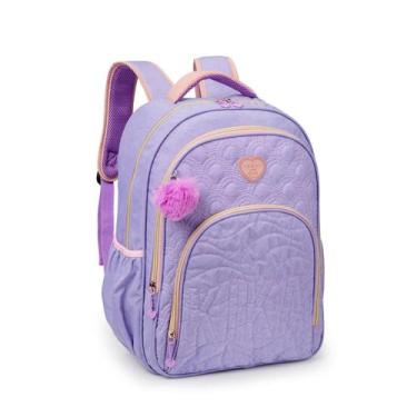 Imagem de Mochila Escolar Juvenil Feminina Matelassê 17'5 Kika KK24M27, Lilás