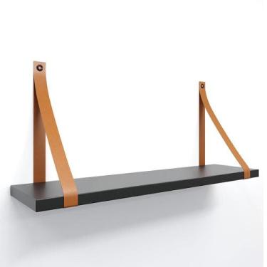 Imagem de Prateleira em MDF Preto 60x15cm com Alça - Lubrano, Caramelo