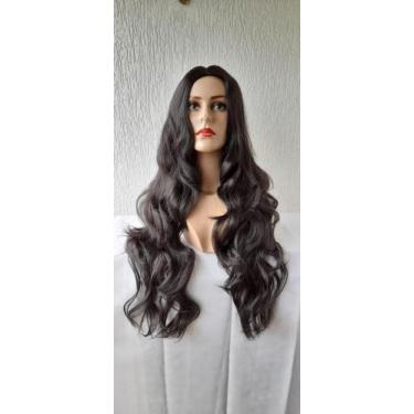 Imagem de Lacewig, peruca, preta, ondulada, premium, lisa, 80cm - juperucas