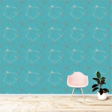 Imagem de Papel De Parede Abstrato Zara Fendi Verde Água Com Detalhes Gold Degra