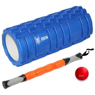 Imagem de Kit Rolo de Massagem Bastão Liberação Bola Lacrosse Odin Fit