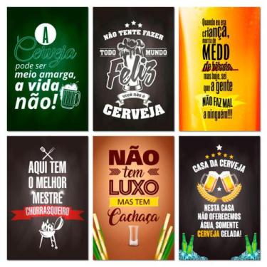 Imagem de Kit Placas Quadros Frases Bar Cervejas Mdf 6 pçs 20x30 cm - Art Print