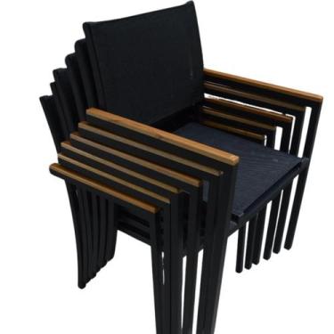 Imagem de Cadeira Alumínio Tela Sling Jantar Jardim Piscina Kit com 6 - Nossa Ka