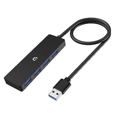 Imagem de oditton Hub USB, adaptador USB, velocidade de transmissão de 5 Gbps, simplifica conexões para laptops, Xbox, pen drives, discos rígidos, consoles, impressoras, câmeras, teclados e mouse com USB 3.0