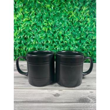 Imagem de Conjunto 2 Canecas De Porcelana Simples Preto 350ml Casal - coisaria