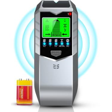 Imagem de Scanner de parede 5 em 1, detector eletrônico de alta estabilidade de precisão aprimorada para parafusos de metal de madeira, localizadores de feixe de sensor de parafuso para centro e borda de