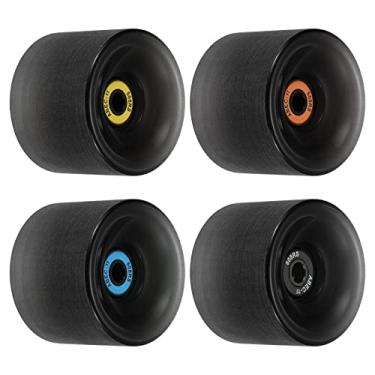Imagem de PATIKIL Rodas de longboard 78A de 65 mm com rolamentos ABEC-11, pacote com 4 rodas macias Cruiser rodas de rua para skates, rodas de skate PU, preto