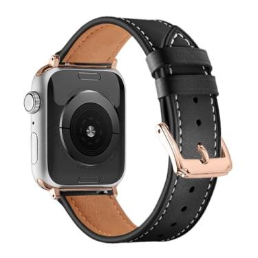 Imagem de FAGWIG Pulseira de reposição para Apple Watch Series SE 9, 8, 7, 6, 5, 4, 3, 2 e 1, ultra de 49 mm, 45 mm, 41 mm, 44 mm, 40 mm, 42 mm, 38 mm, feminina e masculina, couro genuíno para iWatch Sports &