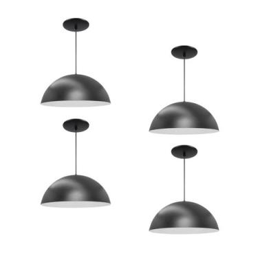 Imagem de Kit 4 Luminária Pendente Meia Lua 34cm Com Interior Branco Brilho Com 