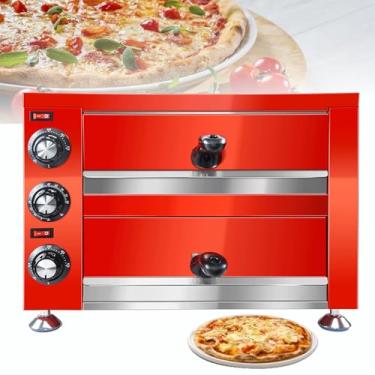 Imagem de KKSOUFX Máquina de forno de pizza comercial, torradeira de gaveta de aço inoxidável (12/40.6 cm) com temperatura de camada dupla de 360° ajustável, torradeira portátil de cozinha e restaurante para
