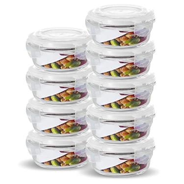 Imagem de KIT 9 Potes de Vidro Redondo com Tampa Hermética Marmita Papinha Bebe 400ml (Branco)