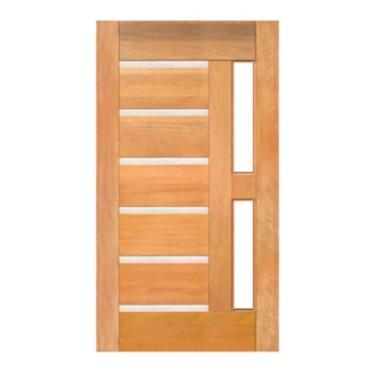 Imagem de Porta Pivotante BBB Friso Metálico p/Vidro Montada em Madeira Maciça C