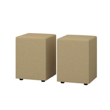 Imagem de Kit 2 Puff Banquetas Cubo Quadrado Decorativo Bege - Nemargi