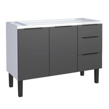 Imagem de Gabinete / Balcão JUP de Cozinha para Pia de 1.20m em Aço 2 Portas + 3