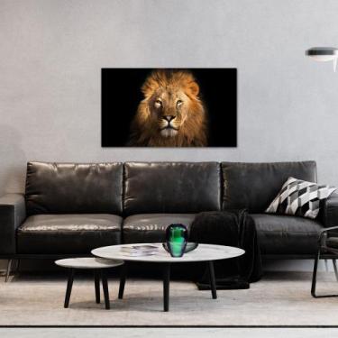 Imagem de Quadro Decorativo em Tela Leão 60x40cm para Sala Recepção Escritório Q