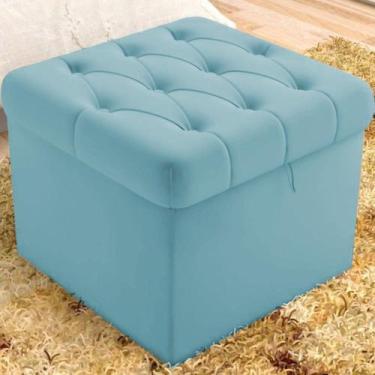 Imagem de Puff Baú Malli 40X50X50 Suede Azul Turquesa- D A Decor