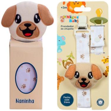 Imagem de Naninha + Prendedor de Chupeta Cachorrinho Bege - Miguel Baby