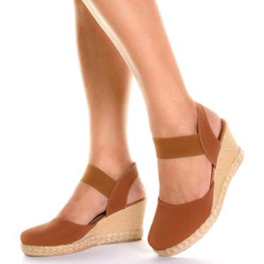 Imagem de Sandália Anabela Feminina com Salto Médio e Elástico com ajuste Moda M