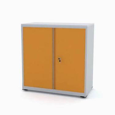 Imagem de Armário de Aço Baixo com Tampo de Madeira Ap406sl Pandin 84 cm Cinza e